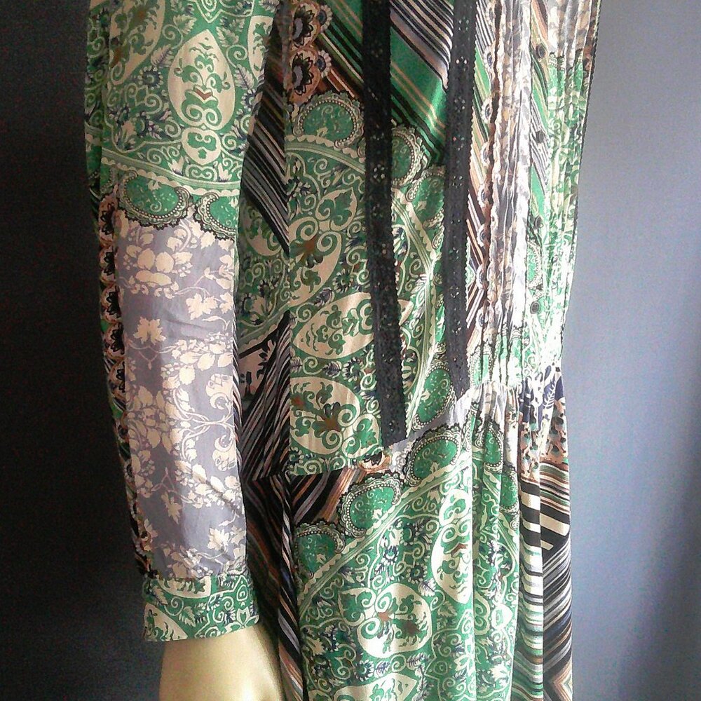 Tiny Anthropologie Drop Waist Pintucked Rayon Caviana Paisley Mini Dress Sm - Picture 5 of 14